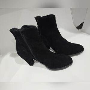 Paul Green Black Suede/Leather Nuala Heeled Boots Sz 6 US Booties